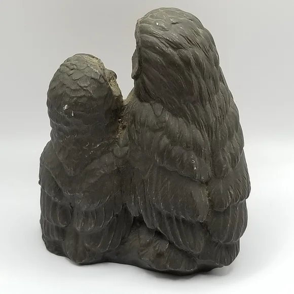 Vintage Owl Collection Otagiri Stoneware Bronze Pair Cryptomeria Wood Figurine - Picture 8 of 16